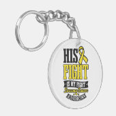 sarcoma kanker Shirt zijn gevecht mijn gevecht Sleutelhanger (Voorkant Links)