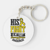 sarcoma kanker Shirt zijn gevecht mijn gevecht Sleutelhanger (Achterkant)