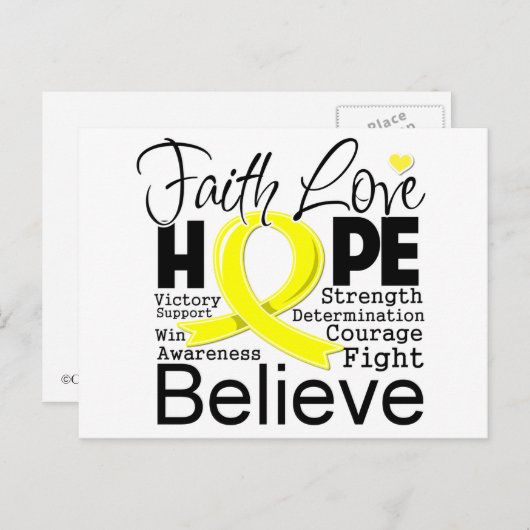 Sarcoma kanker typografisch geloof liefde hoop briefkaart (Voorkant / Achterkant)