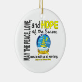 Sarcoma Kerstmis 3 Snow Wereldbol Ornaments Keramisch Ornament (Rechts)