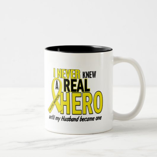 Sarcoma NEVER KNEW A HERO 2 Husband Tweekleurige Koffiemok (Rechts)
