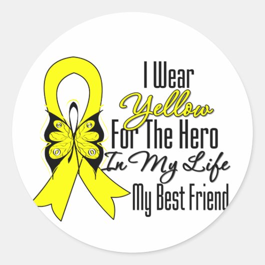 Sarcoma Ribbon My Hero My Best Friend Ronde Sticker (Voorkant)