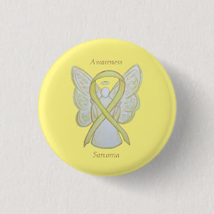 Sarcoma Yellow Awareness Ribbon Angel Custom Pin Ronde Button 3,2 Cm