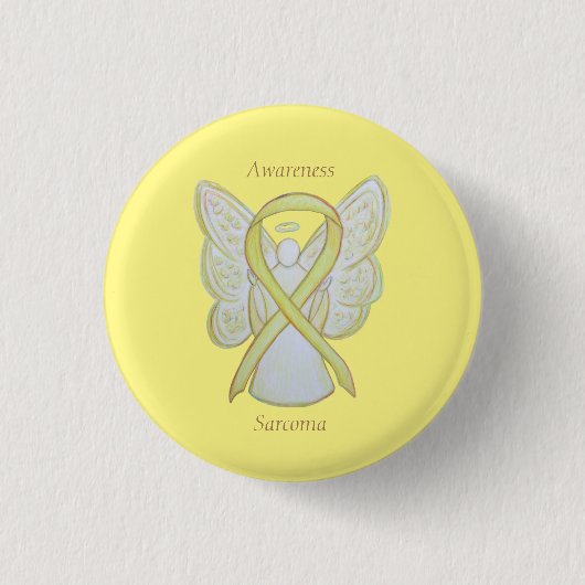 Sarcoma Yellow Awareness Ribbon Angel Custom Pin Ronde Button 3,2 Cm (Voorkant)