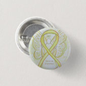 Sarcoma Yellow Awareness Ribbon Angel Pin Ronde Button 3,2 Cm (Voorkant /achterkant)