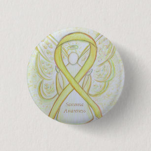 Sarcoma Yellow Awareness Ribbon Angel Pin Ronde Button 3,2 Cm