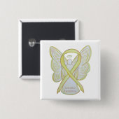 Sarcoma Yellow Awareness Ribbon Angel Pin Vierkante Button 5,1 Cm (Voorkant /achterkant)
