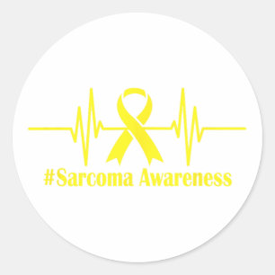 Sarcoom Awareness Month Geel lint Hartslag Gr Ronde Sticker