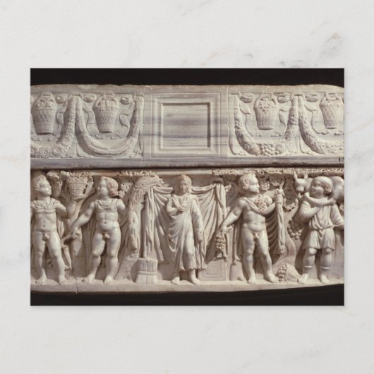 Sarcophagus die de overledene weergeeft briefkaart (Voorkant)