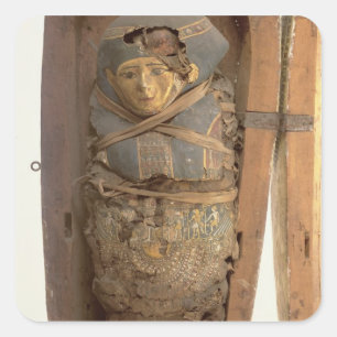 Sarcophagus en gemummificeerd lichaam van Psametik Vierkante Sticker