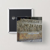Sarcophagus met fries van de negen muizen vierkante button 5,1 cm (Voorkant /achterkant)