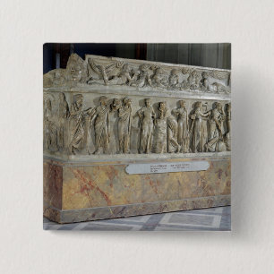 Sarcophagus met fries van de negen muizen vierkante button 5,1 cm