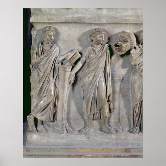 Sarcophagus van de Muses, detail van Clio & Poster (Voorkant)