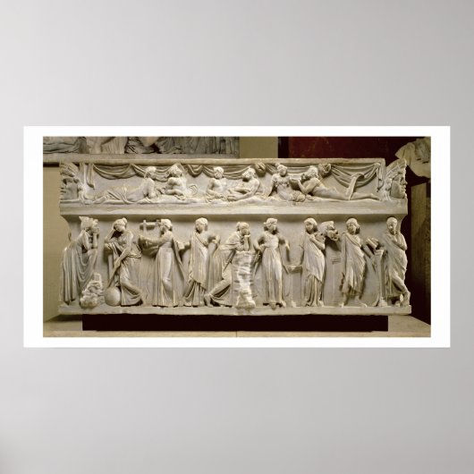 Sarcophagus van de Muses, Roman (marmer) Poster (Voorkant)
