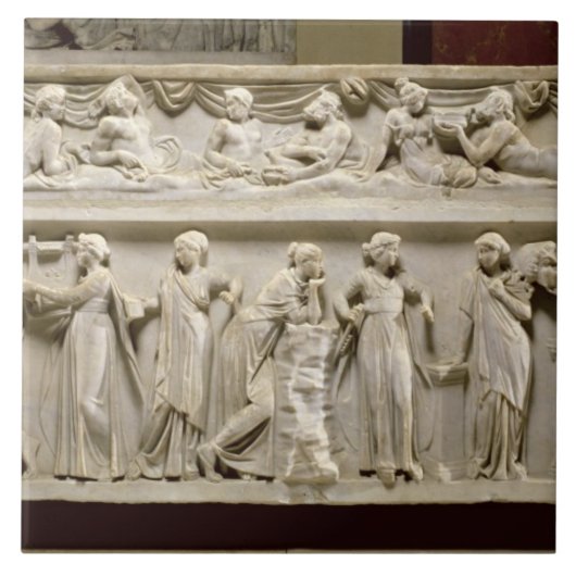 Sarcophagus van de Muses, Roman (marmer) Tegeltje (Voorkant)