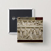 Sarcophagus van de Muses, Roman (marmer) Vierkante Button 5,1 Cm (Voorkant /achterkant)