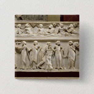 Sarcophagus van de Muses, Roman (marmer) Vierkante Button 5,1 Cm