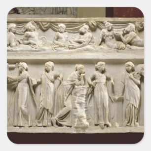 Sarcophagus van de Muses, Roman (marmer) Vierkante Sticker