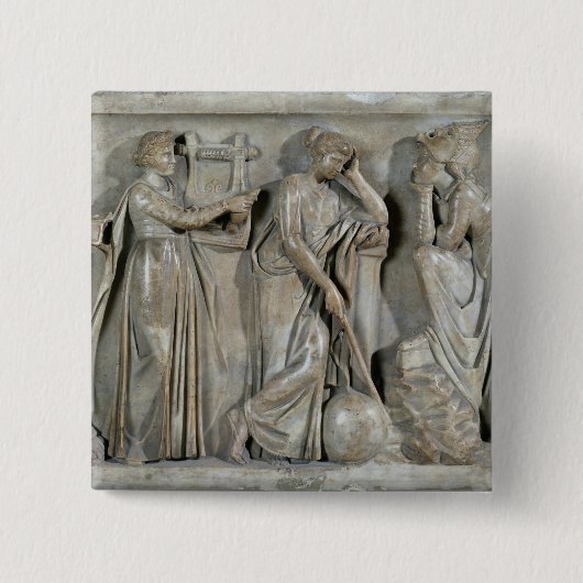 Sarcophagus van de Muses Vierkante Button 5,1 Cm (Voorkant)