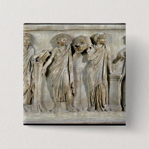 Sarcophagus van de Muses Vierkante Button 5,1 Cm