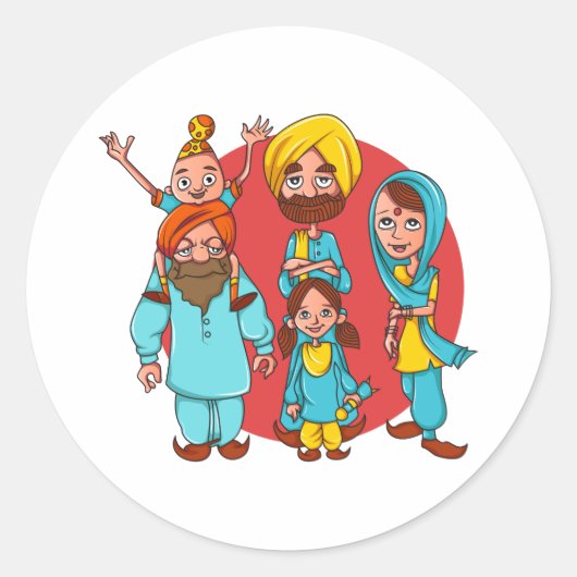 Sardar Ji en familie! Ronde Sticker (Voorkant)