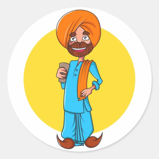 Sardar Ji Ronde Sticker (Voorkant)
