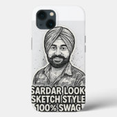 Sardar Sketch Swag iPhone 13 Case – Black & White  (Achterkant)