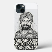 Sardar Sketch Swag iPhone 13 Hoesje – Zwart & Wit