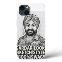 Sardar Sketch Swag iPhone 13 Hoesje – Zwart & Wit