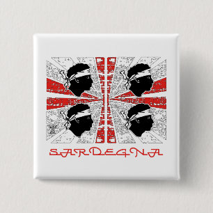 Sardijnse vlag - Grunge - badge Vierkante Button 5,1 Cm