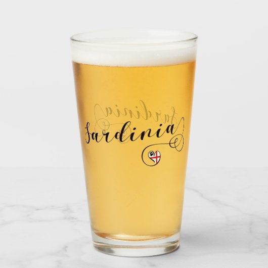 Sardijnse vlag Heart, Sardinië Glas (Voorkant gevuld)