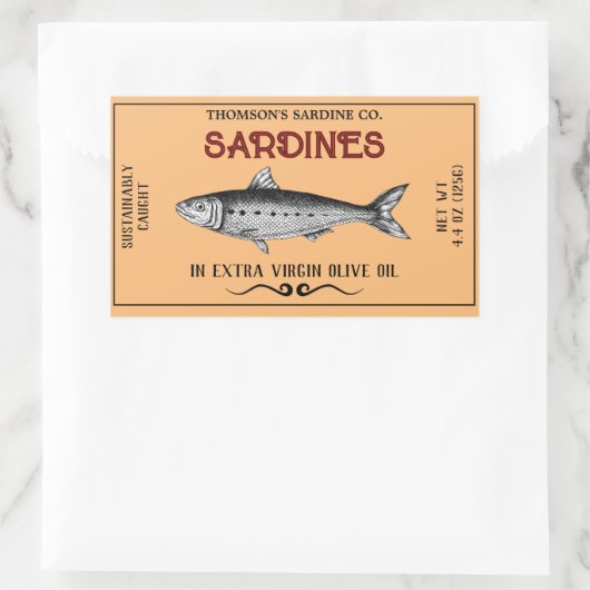 Sardine aangepaste label Sticker (Tas)