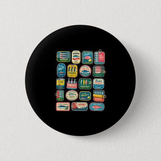 Sardine blikvis grappige trendy visser ronde button 5,7 cm (Voorkant)