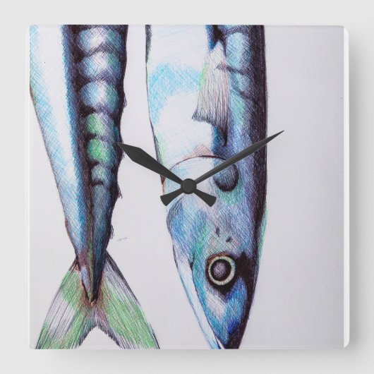 Sardine Clock Vierkante Klok (Voorkant)