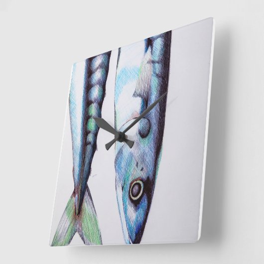 Sardine Clock Vierkante Klok (Hoek)
