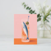 Sardine Cocktail Groet Vuile Martini Vis Briefkaart (Staand voorkant)
