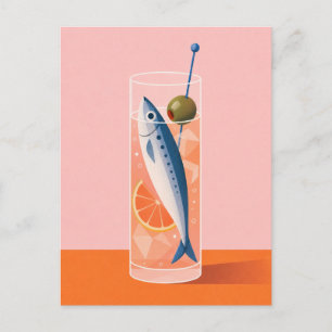 Sardine Cocktail Groet Vuile Martini Vis Briefkaart