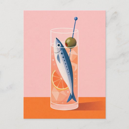 Sardine Cocktail Groet Vuile Martini Vis Briefkaart (Voorkant)
