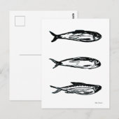 Sardine en makreel Linocut Post Kaart of Print (Voorkant / Achterkant)