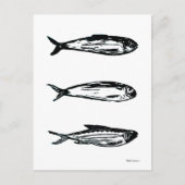 Sardine en makreel Linocut Post Kaart of Print (Voorkant)
