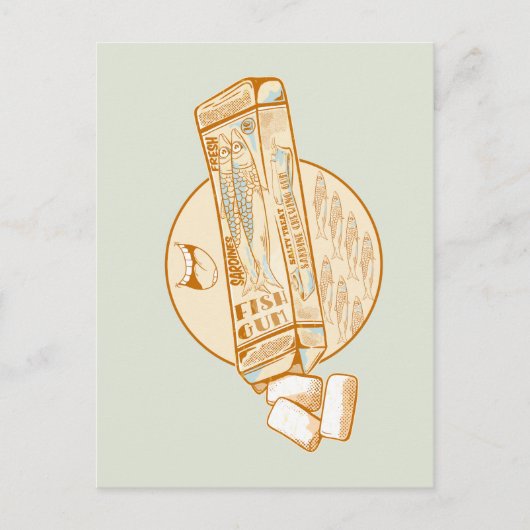 Sardine gearomatiseerde kauwgom grappige vis briefkaart (Voorkant)