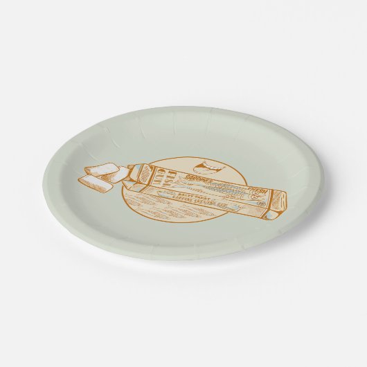 Sardine gearomatiseerde kauwgom grappige vis papieren bordje (Gekanteld)