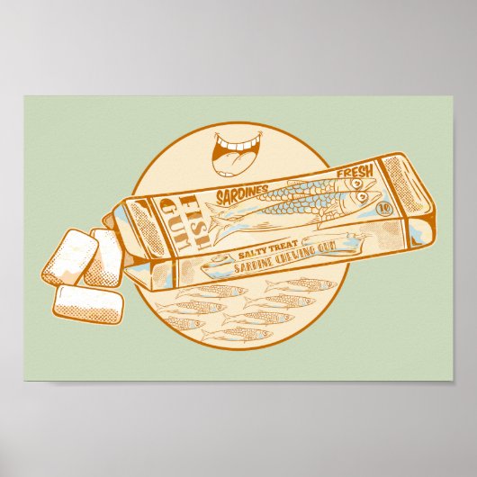 Sardine gearomatiseerde kauwgom grappige vis poster (Voorkant)