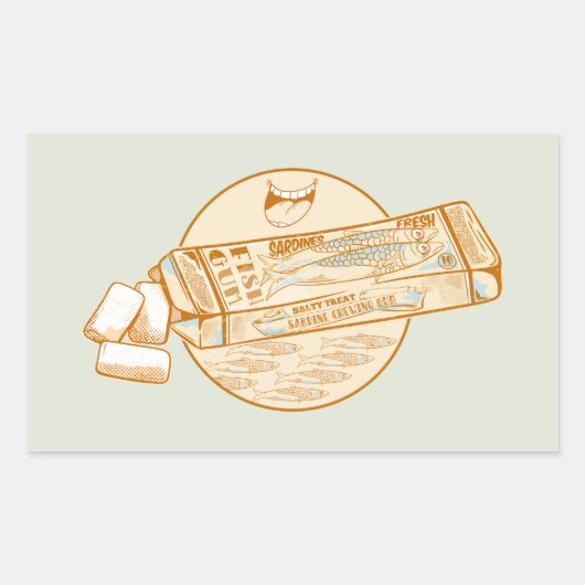 Sardine gearomatiseerde kauwgom grappige vis rechthoekige sticker (Voorkant)