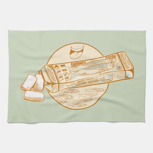 Sardine gearomatiseerde kauwgom grappige vis theedoek (Horizontaal)