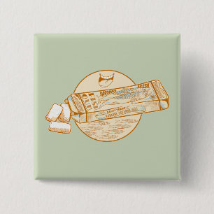 Sardine gearomatiseerde kauwgom grappige vis vierkante button 5,1 cm