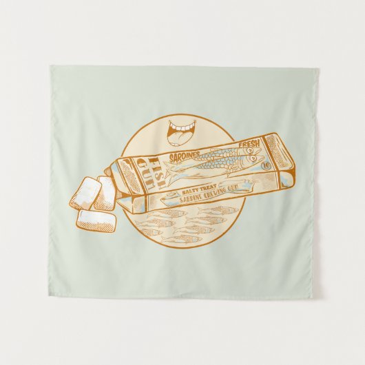 Sardine gearomatiseerde kauwgom grappige vis wandkleed (Voorkant (horizontaal))