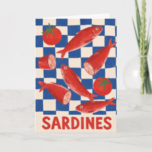 Sardine handgetekende visliefhebber zeevruchten ku kaart
