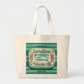 Sardine Illustratie Blauwgroen Cream Italiaans Ret Grote Tote Bag (Voorkant)