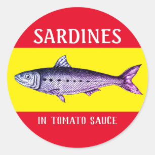 Sardine in sausetiketten Sticker
